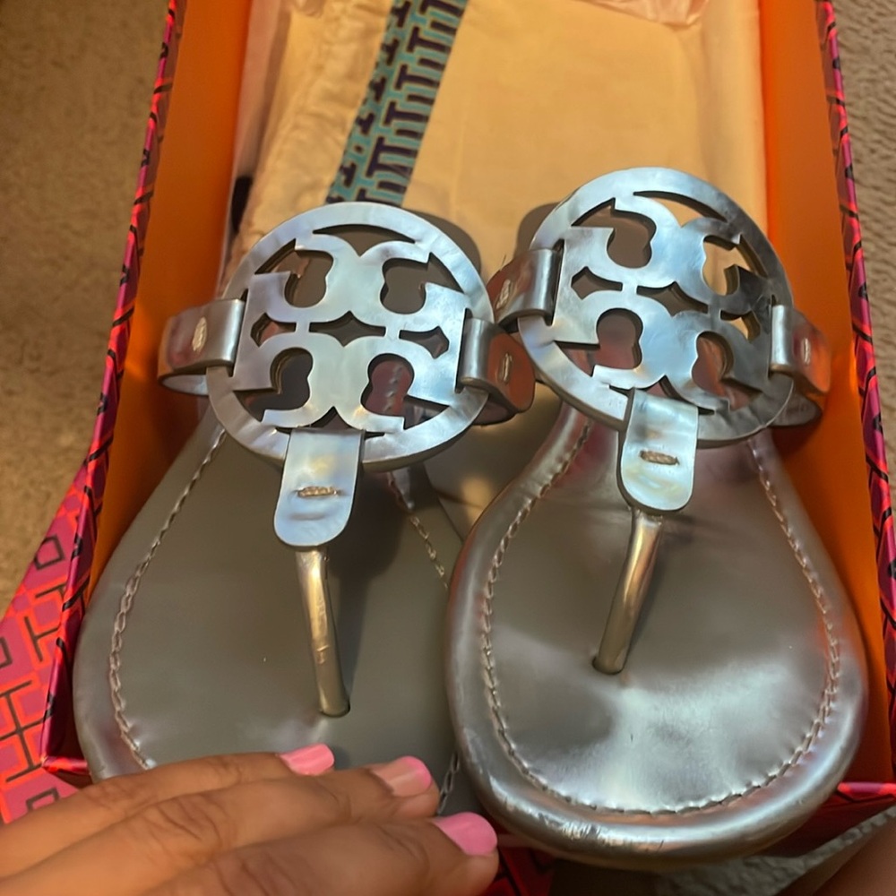 TB silver sandals